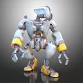Mechanical Robot Character With Silver Yellow Joint Components And Detailed Structure