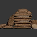 Practical Burlap Storage Bags for Household Use with Stacked Design and Textured Fabric