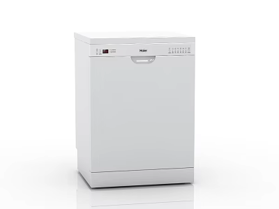 Modern White Kitchen Appliance Stylish Dishwasher With Control Panel For Home Kitchen 3d model