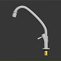 Silver Kitchen Faucet with Double Handles Yellow Base Modern Design and Shiny Metal Finish