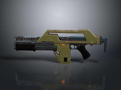 Futuristic Green And Blue Weapon With Metallic Structure And Advanced Design Features 3d model