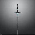 Classic Medieval Sword With Shiny Metal Blade Decorative Black Hilt And Crossguard