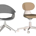 Gray And Beige Fabric Office Chairs With Silver Metal Base And Swivel Wheels