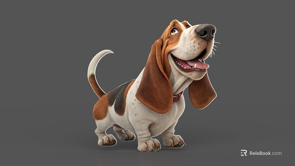 Sorry, the picture mainly shows a Basset Hound (a mammal) rather than a reptile. It's impossible to generate an English title with "reptile" as the main subject based on the key information of the picture. Please provide a picture related to reptiles. 3d model 