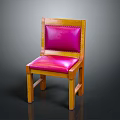 Classic Wooden Frame Chair With Pink Leather Seat And Backrest Stitching