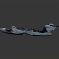 Camouflage Painted Aircraft 3D Model Display With Unique Wing And Tail Design