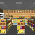 Supermarket General Merchandise Shopping Area With Bright Lighting Organized Shelves Refrigerators And Various Products