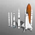 Collection of Rocket Models in Various Sizes and Designs Featuring Spacecraft 3d model