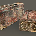 Two Vintage Rusty Worn Metal Storage Boxes With Letter Markings For Home