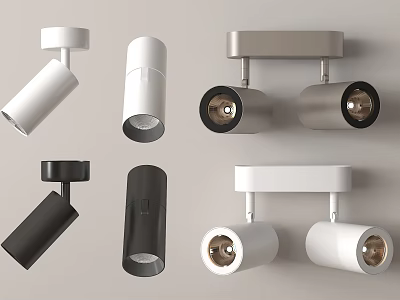 Modern Downlights And Spotlights With Stylish Designs In White Black Silver 3d model