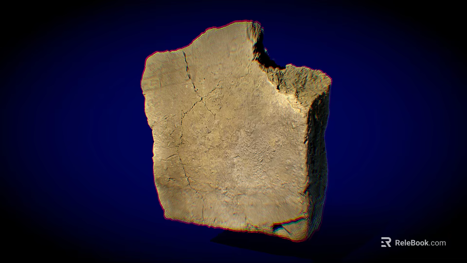 Natural Stone Sample With Visible Cracks And Rough Surface Texture On Blue Background 3d model