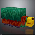 Pixelated Animal Character With Green Top Red Body And Yellow Head In Cartoon Style
