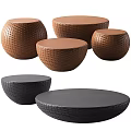 Stylish Woven Round Coffee Tables in Brown and Black Hues