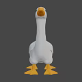 3D Game Character White Duck with Orange Beak and Feet on Green Background