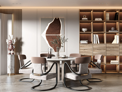 Modern dining table and chair combination model