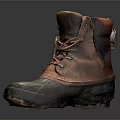 Brown and Green Leather Boots With Lace Up Design And Durable Rubber Sole