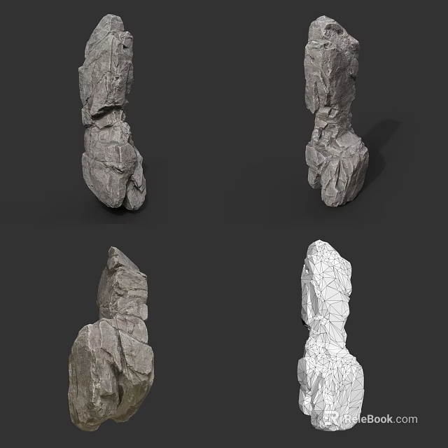 Natural Rock Formations With Various Shapes In Gray And White Tones 3d model 