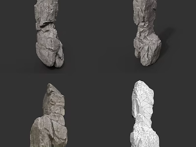 Natural Rock Formations With Various Shapes In Gray And White Tones 3d model