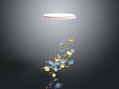Modern Pendant Light Fixture With Hanging Glass Star Ornaments And White Canopy 3d model