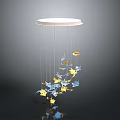 Modern Pendant Light Fixture With Hanging Glass Star Ornaments And White Canopy