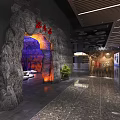 Cave Aged Wine Specialty Store With Rock Archway Illuminated Interior And Wooden Counter Design