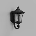 Black Traditional Wall Light With Glass Shade And Curved Arm Design