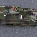 Camouflage Coated Military Warship With Naval Armament And Deck Structures