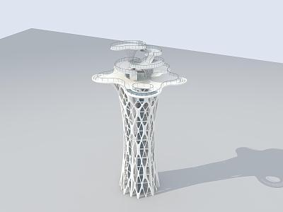 Modern Tower Observation Deck 3d model