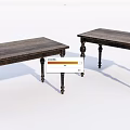 Two Dark Wooden Tables With Carved Legs And Rustic Design 3d model
