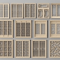 Chinese-style double-door wooden door 3d model