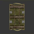 Green Wooden Crate With Danger Sign Metal Clasps And Rope Handles