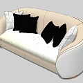 Modern Cream Sectional Sofa Featuring Black And White Decorative Cushions 3d model