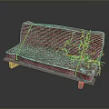 Red Striped Sofa With Green Plants And Wooden Legs