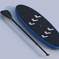 Black And Blue Stand Up Paddle Board With White Logos And Matching Paddle