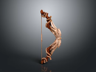 Wooden Curved Bow With Intricate Carved Design And Natural Wood Grain 3d model