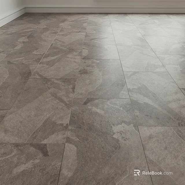 Gray Stone Patterned Tile Flooring With Natural Texture For Modern Home Interior Design 3d model