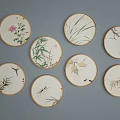 New Chinese Style Round Frame Painting Hanging Picture Combination 3d model