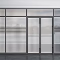 Modern Glass Partition With Double Doors And Panel Design For Interior 3d model