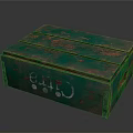 Worn Green Wooden Crate With Hand Painted White Design And Planks