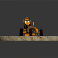 Orange Cartoon Style Utility Vehicle With Large Tires And Grader