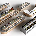 Various Bar Counter Designs With Wooden Stone Surfaces And Condiments In Multiple Styles