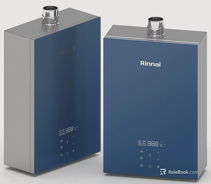 Rinnai Blue And Silver Household Appliances With Digital Display And Control Buttons 3d model 