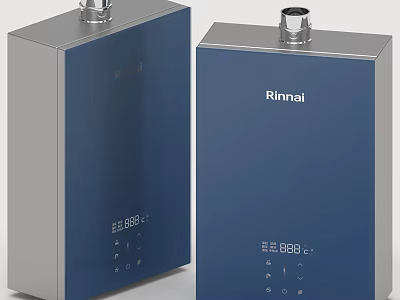Rinnai Blue And Silver Household Appliances With Digital Display And Control Buttons 3d model