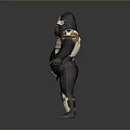 Warrior Gorilla Character In White Dark Armor With Orange Accents And Outstretched Arms