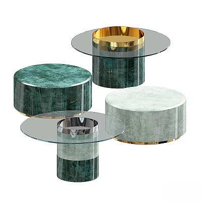 Modern Round Dining Tables With Marble Bases Glass Tops And Metallic Accents 3d model