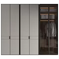 Modern Wardrobe Interior With Textured Panels Black Frame Glass Door And Storage Areas