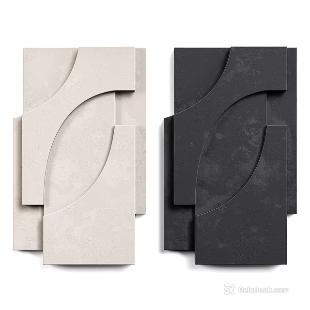 Modern Geometric Wall Decor In Light And Dark Tones 3d model 
