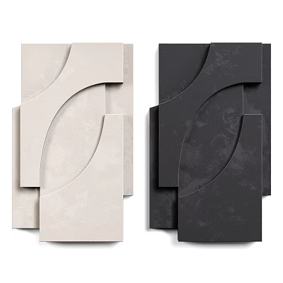 Modern Geometric Wall Decor In Light And Dark Tones 3d model