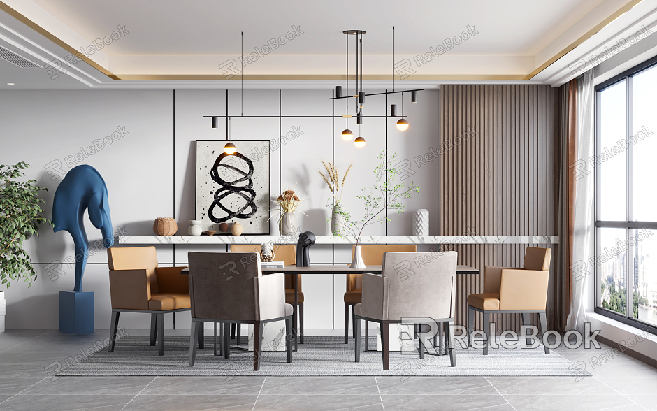 Modern Dining Table and Chair Combination model