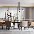 Modern Dining Table and Chair Combination 3d model